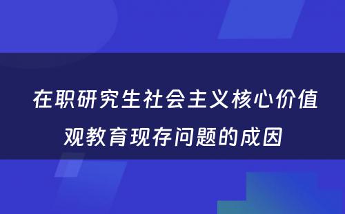  在职研究生社会主义核心价值观教育现存问题的成因