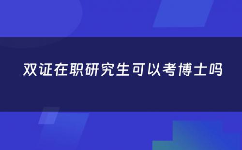  双证在职研究生可以考博士吗