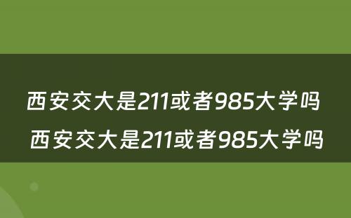 西安交大是211或者985大学吗 西安交大是211或者985大学吗