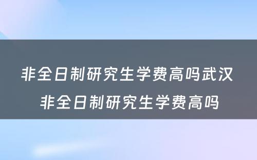 非全日制研究生学费高吗武汉 非全日制研究生学费高吗