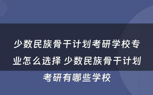 少数民族骨干计划考研学校专业怎么选择 少数民族骨干计划考研有哪些学校