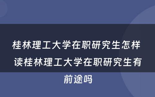 桂林理工大学在职研究生怎样 读桂林理工大学在职研究生有前途吗