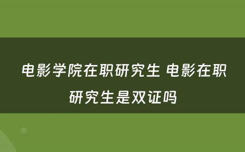 电影学院在职研究生 电影在职研究生是双证吗