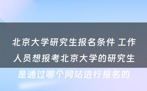 北京大学研究生报名条件 工作人员想报考北京大学的研究生是通过哪个网站进行报名的