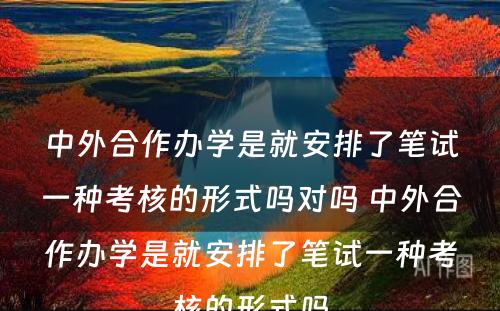 中外合作办学是就安排了笔试一种考核的形式吗对吗 中外合作办学是就安排了笔试一种考核的形式吗