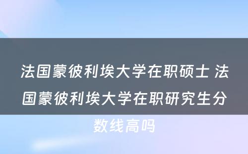 法国蒙彼利埃大学在职硕士 法国蒙彼利埃大学在职研究生分数线高吗