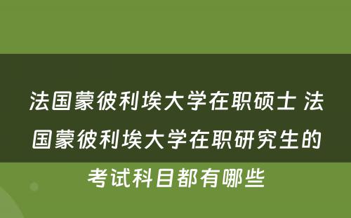 法国蒙彼利埃大学在职硕士 法国蒙彼利埃大学在职研究生的考试科目都有哪些