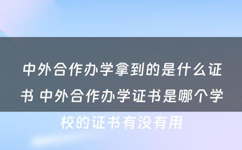 中外合作办学拿到的是什么证书 中外合作办学证书是哪个学校的证书有没有用