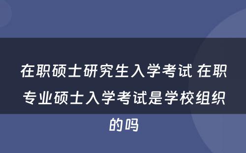 在职硕士研究生入学考试 在职专业硕士入学考试是学校组织的吗