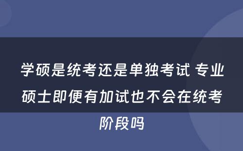 学硕是统考还是单独考试 专业硕士即便有加试也不会在统考阶段吗