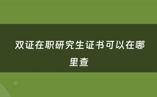  双证在职研究生证书可以在哪里查