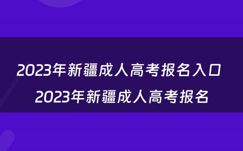 2023年新疆成人高考报名入口 2023年新疆成人高考报名