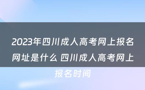 2023年四川成人高考网上报名网址是什么 四川成人高考网上报名时间