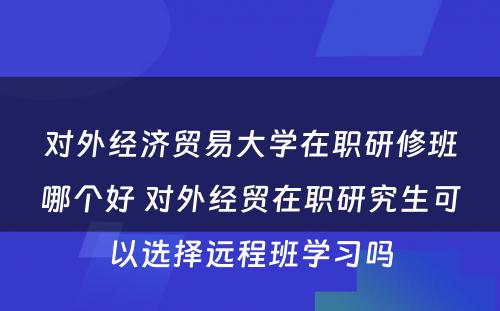 对外经济贸易大学在职研修班哪个好 对外经贸在职研究生可以选择远程班学习吗