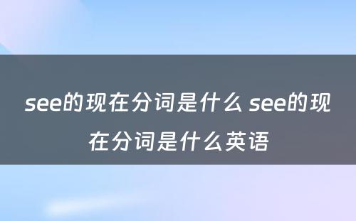 see的现在分词是什么 see的现在分词是什么英语