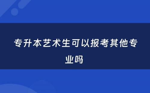 专升本艺术生可以报考其他专业吗 