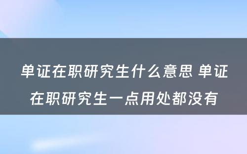 单证在职研究生什么意思 单证在职研究生一点用处都没有