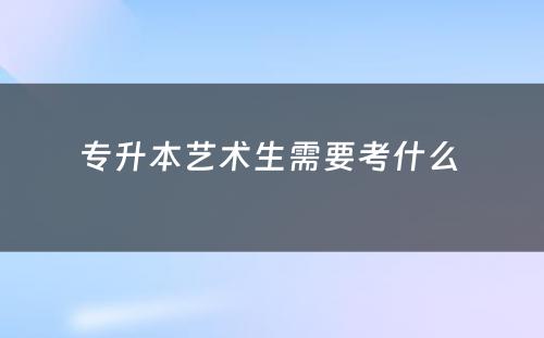 专升本艺术生需要考什么 
