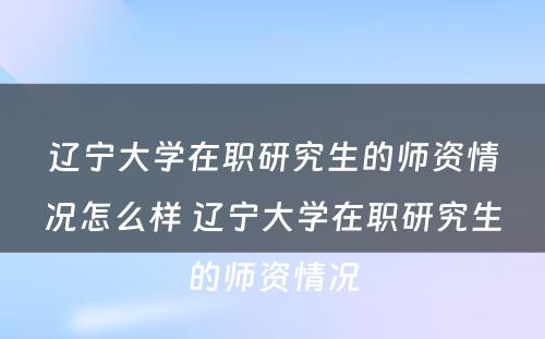 辽宁大学在职研究生的师资情况怎么样 辽宁大学在职研究生的师资情况