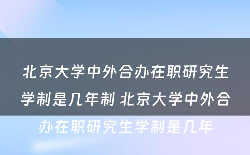 北京大学中外合办在职研究生学制是几年制 北京大学中外合办在职研究生学制是几年