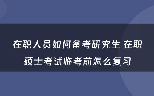 在职人员如何备考研究生 在职硕士考试临考前怎么复习