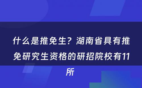 什么是推免生？湖南省具有推免研究生资格的研招院校有11所 