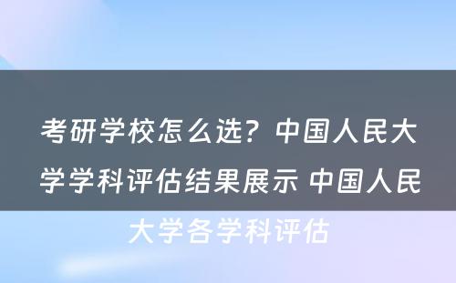 考研学校怎么选？中国人民大学学科评估结果展示 中国人民大学各学科评估