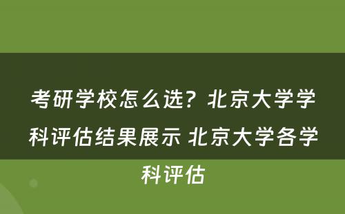 考研学校怎么选？北京大学学科评估结果展示 北京大学各学科评估