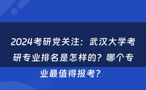 2024考研党关注：武汉大学考研专业排名是怎样的？哪个专业最值得报考？ 