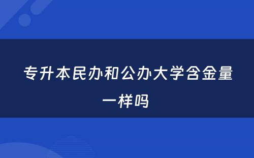 专升本民办和公办大学含金量一样吗 