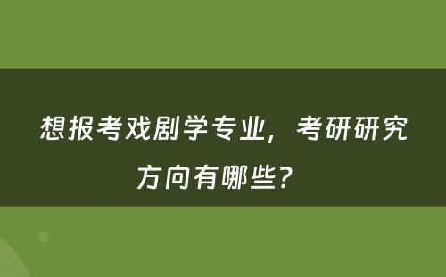 想报考戏剧学专业，考研研究方向有哪些？ 