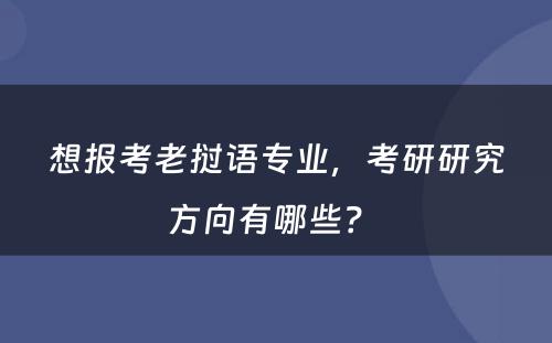 想报考老挝语专业，考研研究方向有哪些？ 
