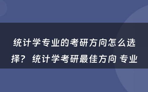 统计学专业的考研方向怎么选择？ 统计学考研最佳方向 专业