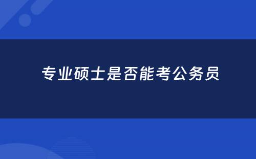  专业硕士是否能考公务员