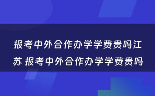 报考中外合作办学学费贵吗江苏 报考中外合作办学学费贵吗