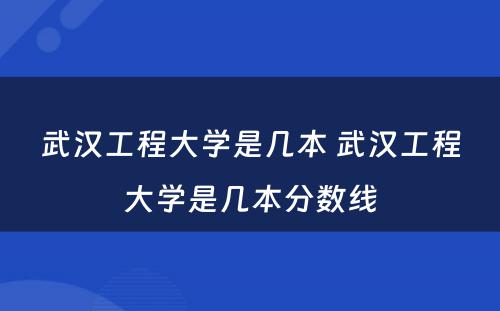 武汉工程大学是几本 武汉工程大学是几本分数线