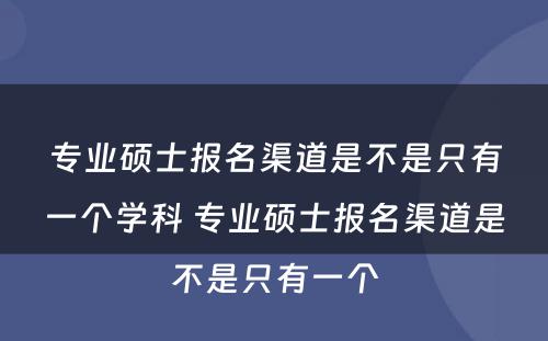 专业硕士报名渠道是不是只有一个学科 专业硕士报名渠道是不是只有一个