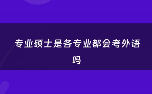  专业硕士是各专业都会考外语吗