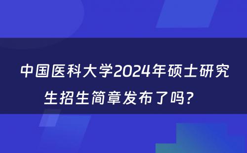 中国医科大学2024年硕士研究生招生简章发布了吗？ 