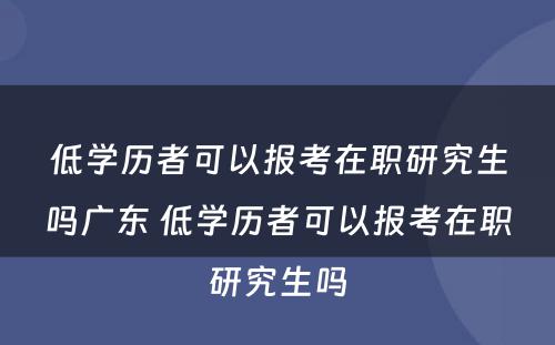 低学历者可以报考在职研究生吗广东 低学历者可以报考在职研究生吗