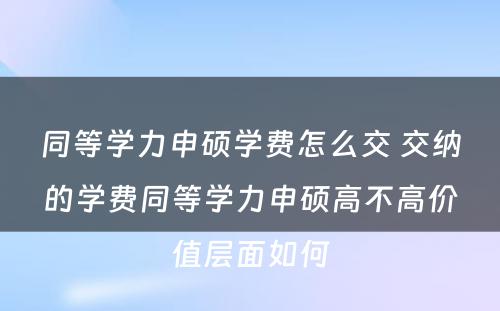 同等学力申硕学费怎么交 交纳的学费同等学力申硕高不高价值层面如何