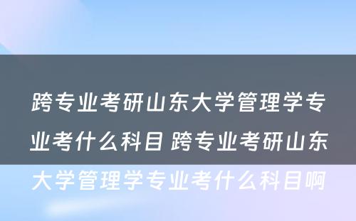 跨专业考研山东大学管理学专业考什么科目 跨专业考研山东大学管理学专业考什么科目啊
