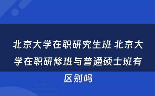 北京大学在职研究生班 北京大学在职研修班与普通硕士班有区别吗