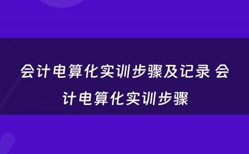 会计电算化实训步骤及记录 会计电算化实训步骤