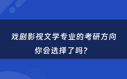 戏剧影视文学专业的考研方向你会选择了吗？ 
