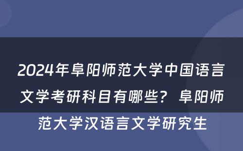 2024年阜阳师范大学中国语言文学考研科目有哪些？ 阜阳师范大学汉语言文学研究生