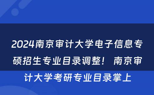 2024南京审计大学电子信息专硕招生专业目录调整！ 南京审计大学考研专业目录掌上
