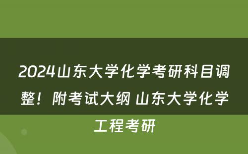 2024山东大学化学考研科目调整！附考试大纲 山东大学化学工程考研