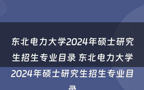 东北电力大学2024年硕士研究生招生专业目录 东北电力大学2024年硕士研究生招生专业目录