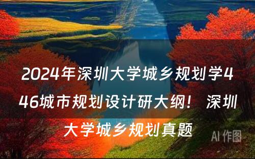 2024年深圳大学城乡规划学446城市规划设计研大纲！ 深圳大学城乡规划真题
